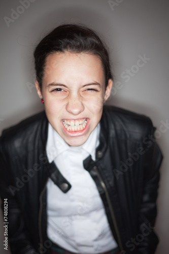 Teenage girl in retro outfit photo