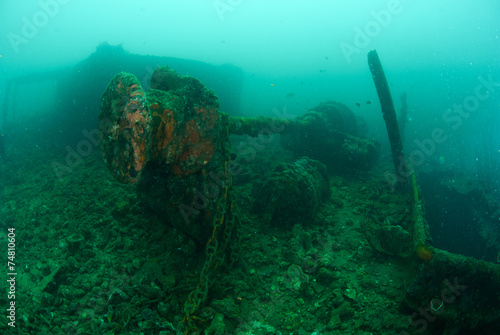 Boat wreck in Ambon, Maluku, Indonesia underwater