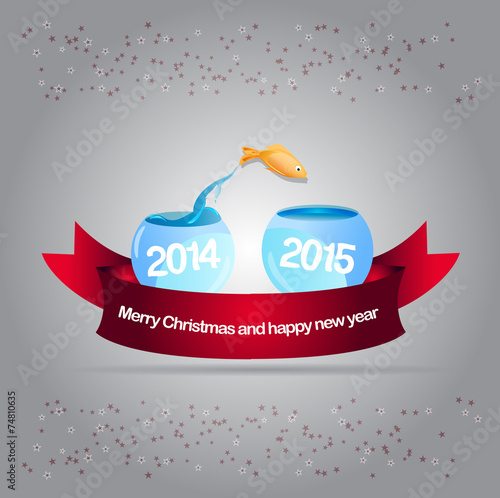 Abstract vector christmas background with fish