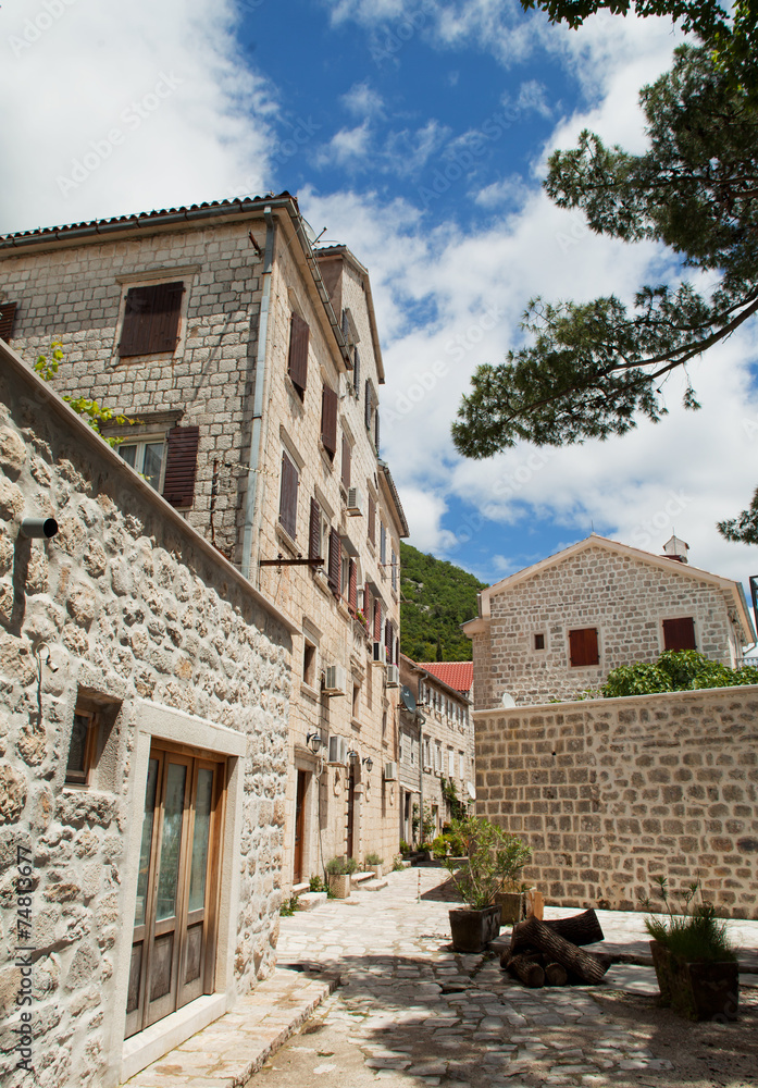 Fototapeta premium Street view in Perast, Montenegro