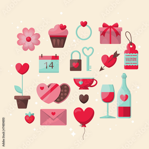 Valentine's day stylish icons design