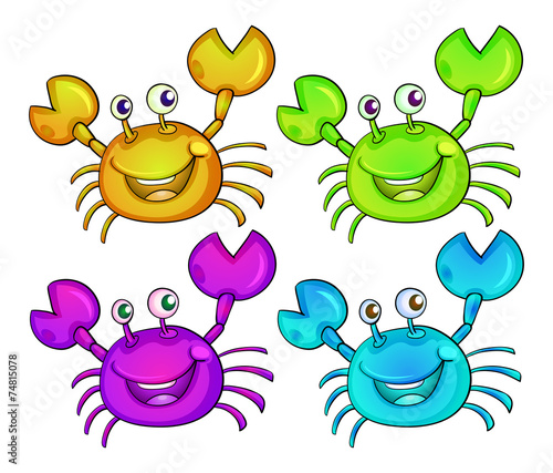 Four colourful crabs