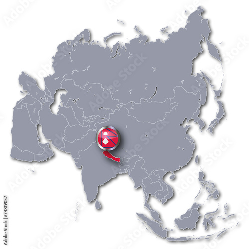 Asienkarte mit Nepal