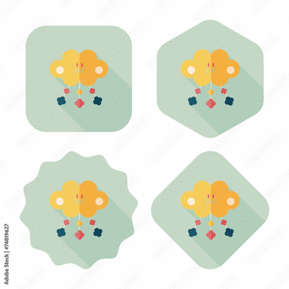 Baby crib hanging toy flat icon with long shadow,EPS 10 Baby crib hanging toy flat icon with long shadow,EPS 10