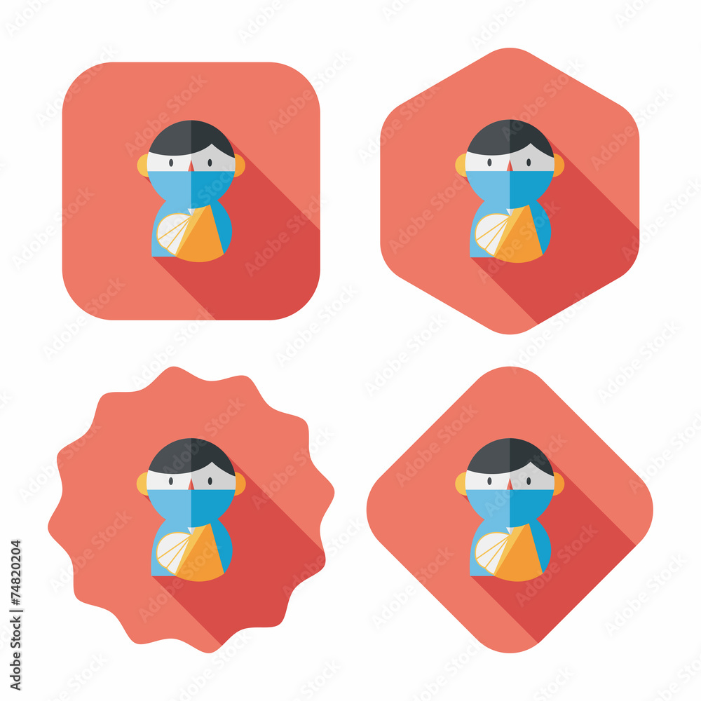 Female patient flat icon with long shadow Female patient flat icon with long shadow