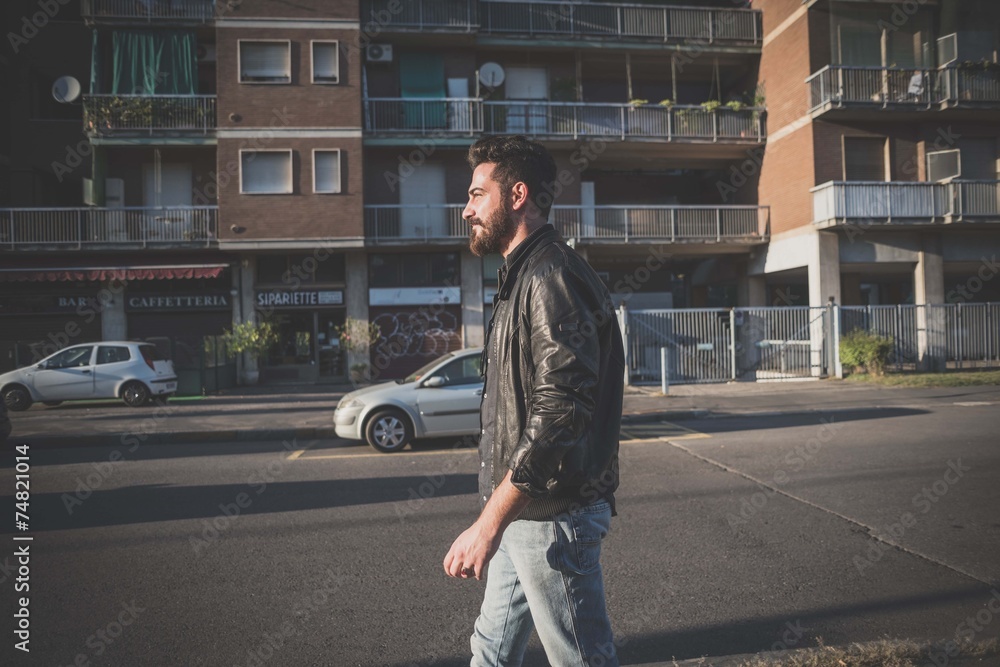 young handsome attractive bearded model man