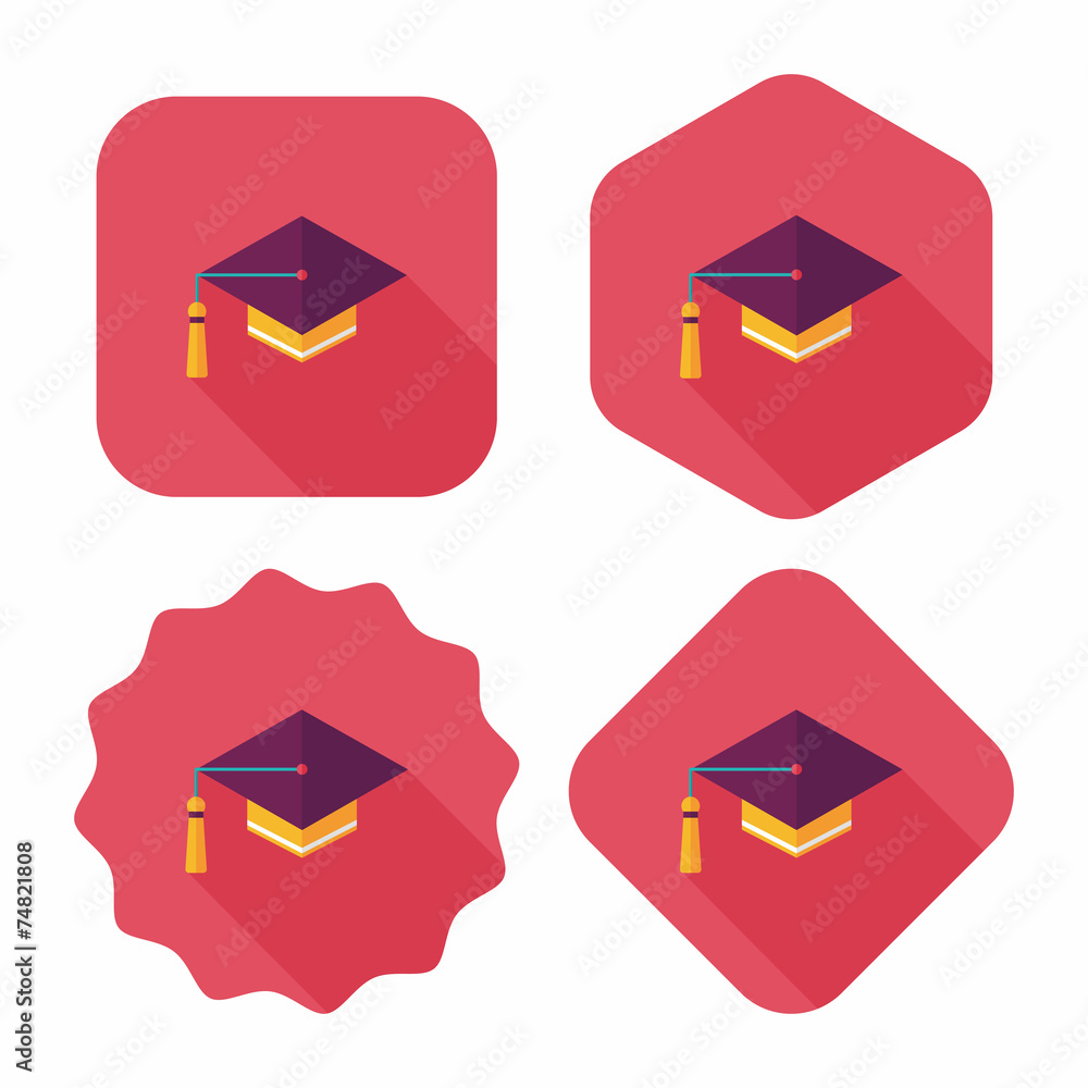 Education Cap flat icon with long shadow,eps10 Education Cap flat icon with long shadow,eps10
