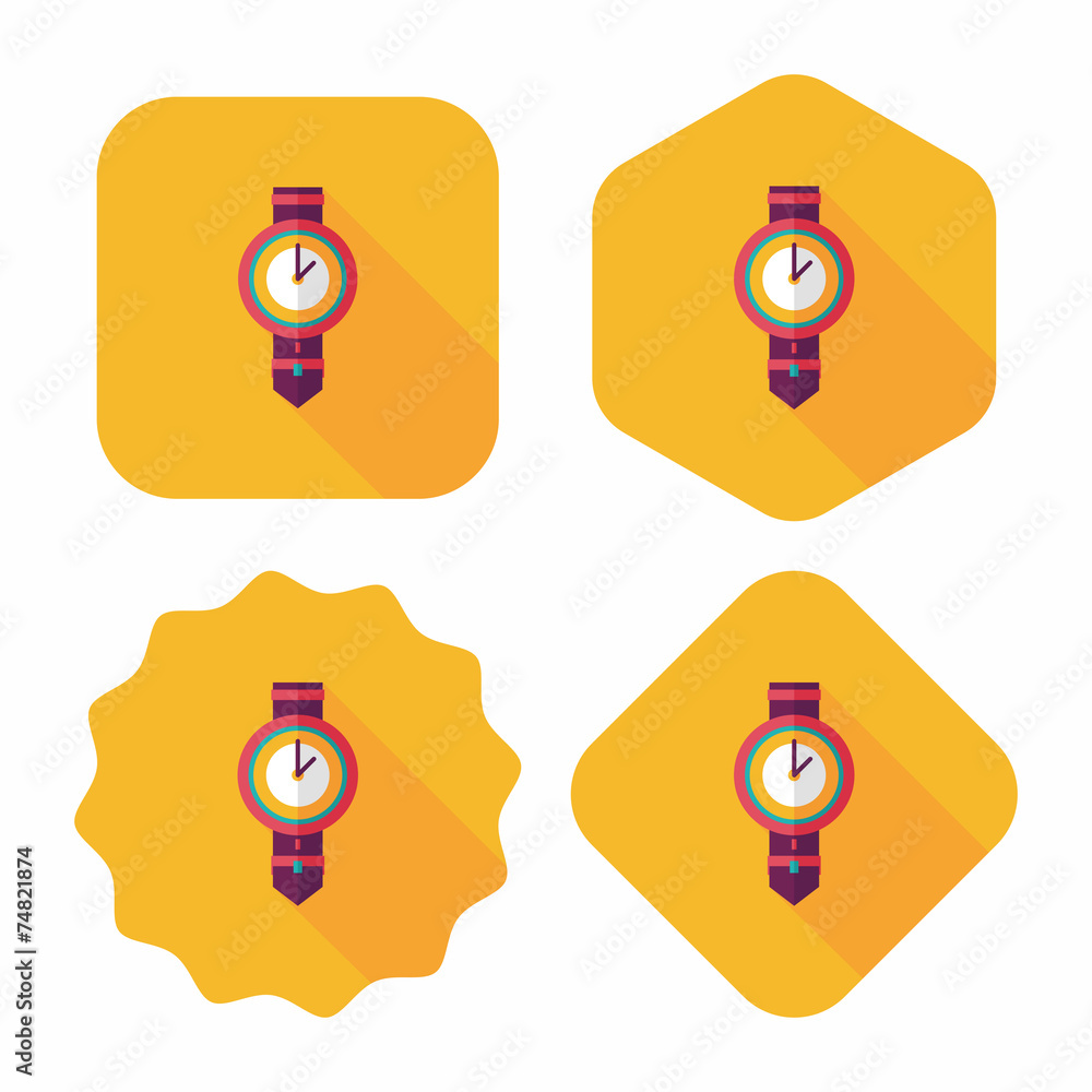 watch flat icon with long shadow,eps10 watch flat icon with long shadow,eps10