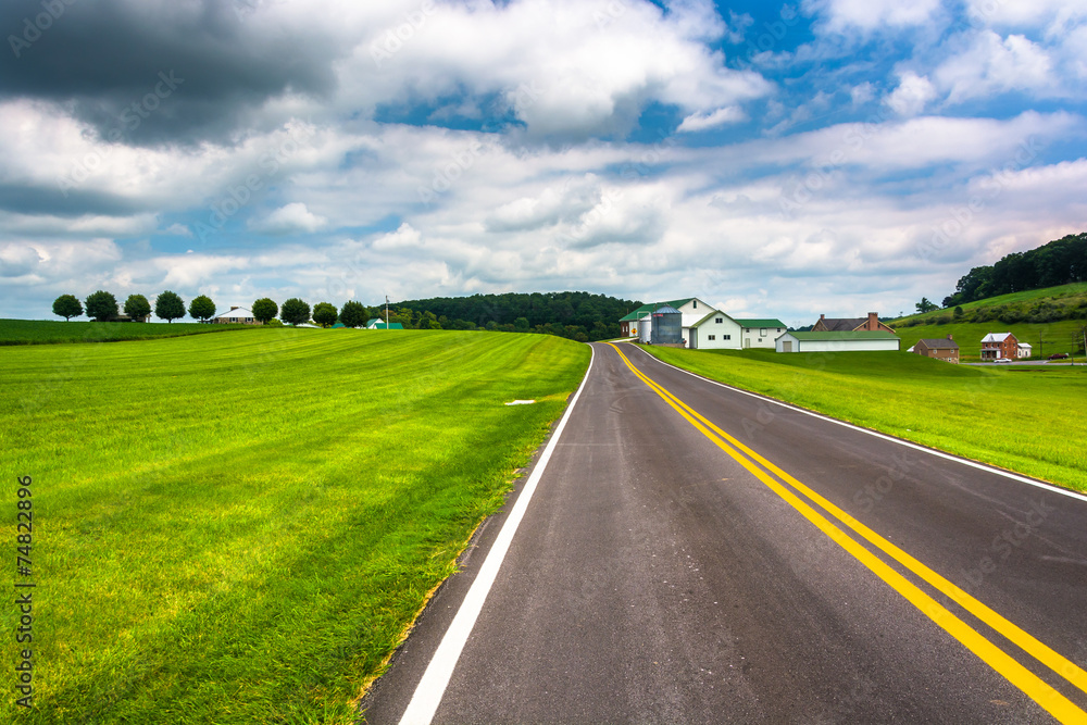 Fields and barn along a country road in Carroll County, Maryland