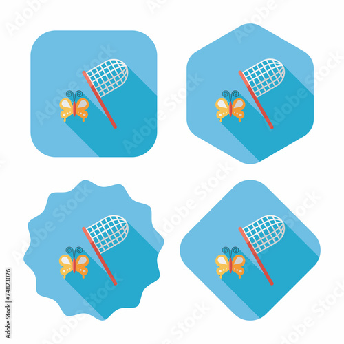 butterfly net flat icon with long shadow,eps10