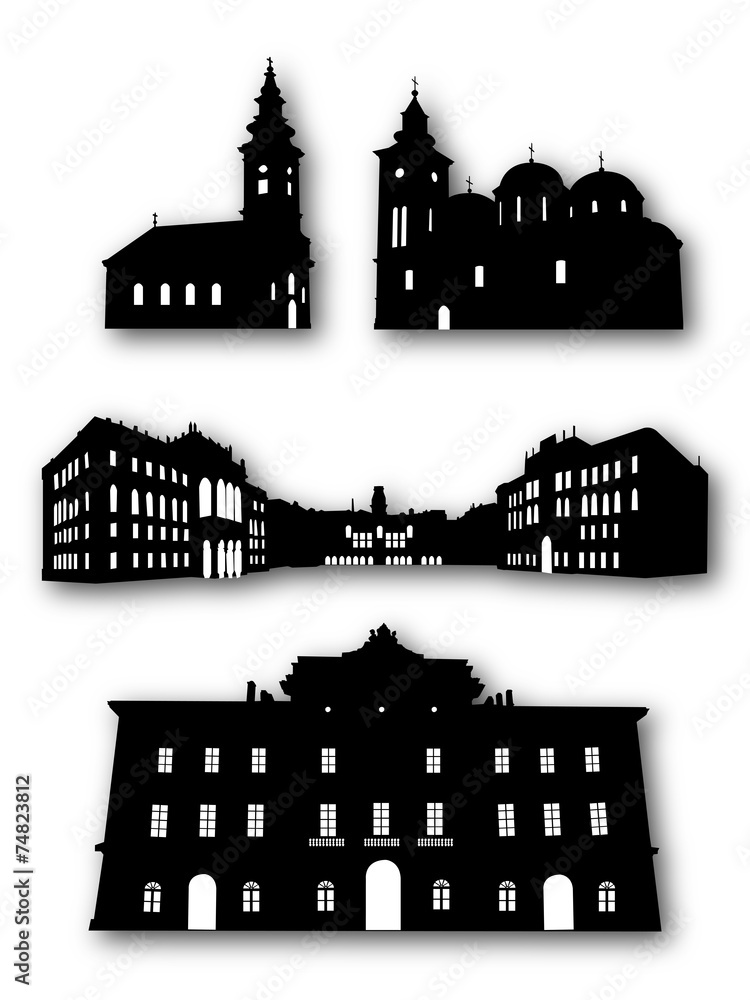 Colection of Building Silhouettes Vector