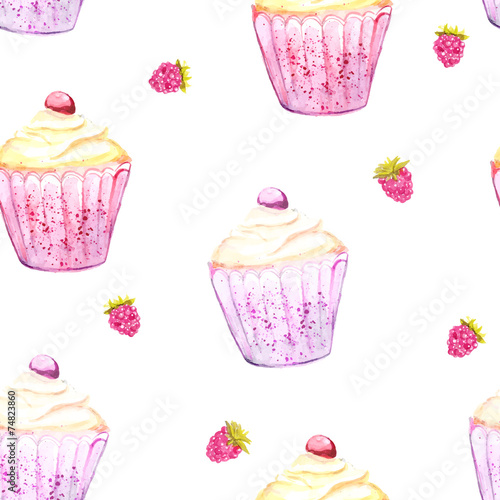 cupcake and raspberry vector background