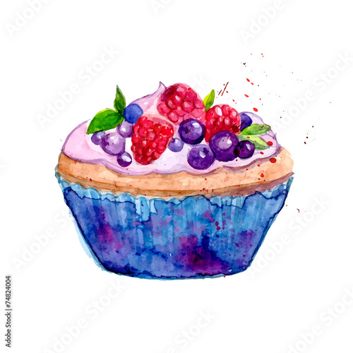 Watercolor tartlet vector illustration.