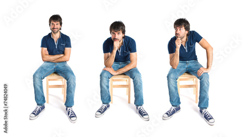 Man thinking over isolated white background