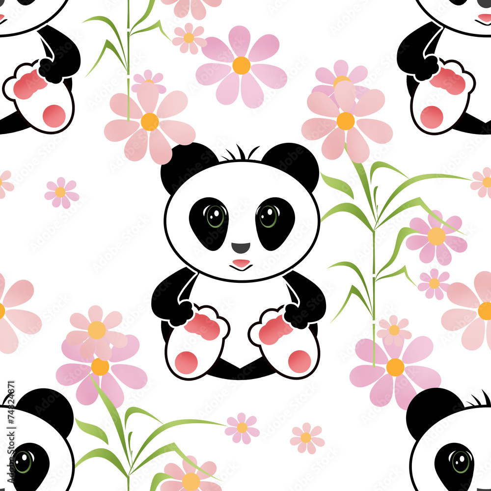 Seamless asia panda bear kids illustration background pattern Seamless asia panda bear kids illustration background pattern