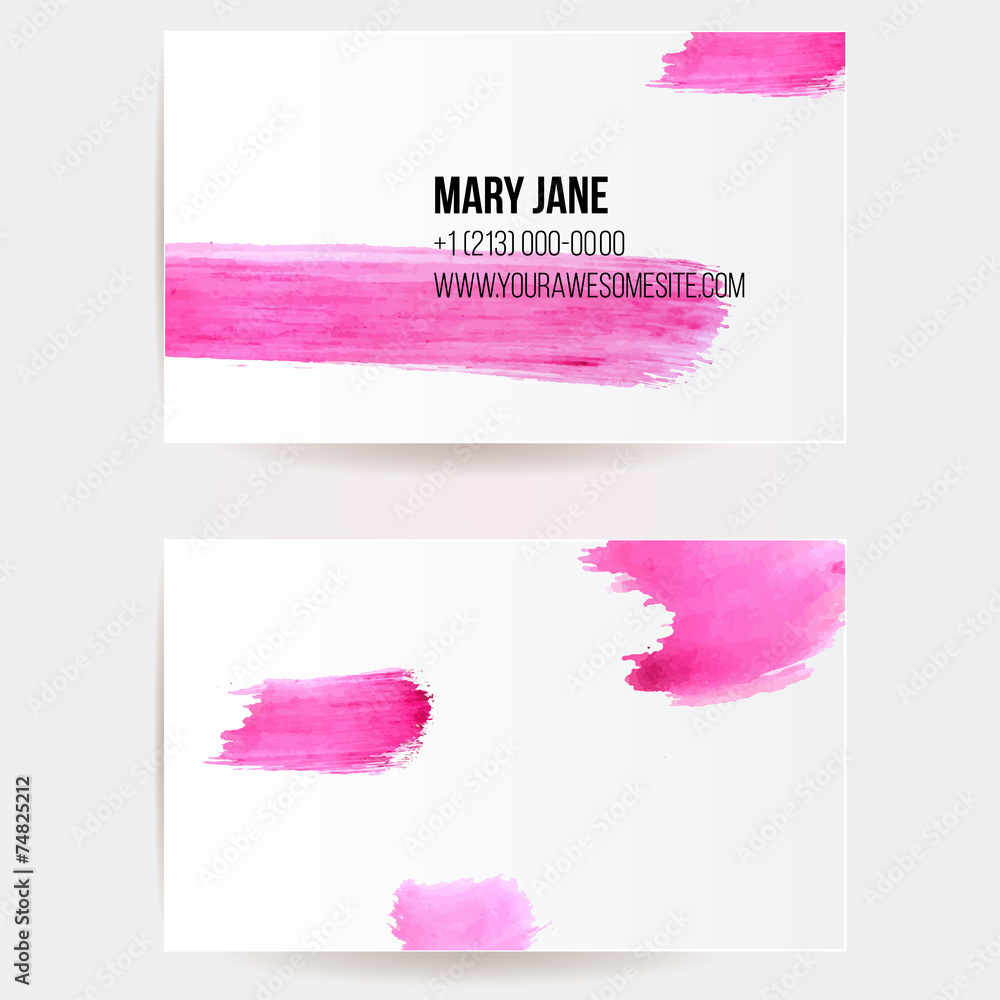 Obraz Business card template with pink strokes