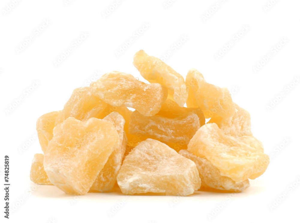dried pineapple on a white background dried pineapple on a white background