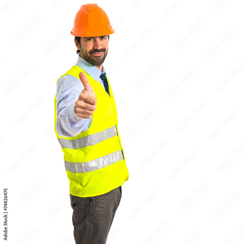 worker with thumb up
