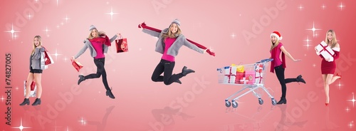 Composite image of stylish blonde holding shopping bags © WavebreakmediaMicro