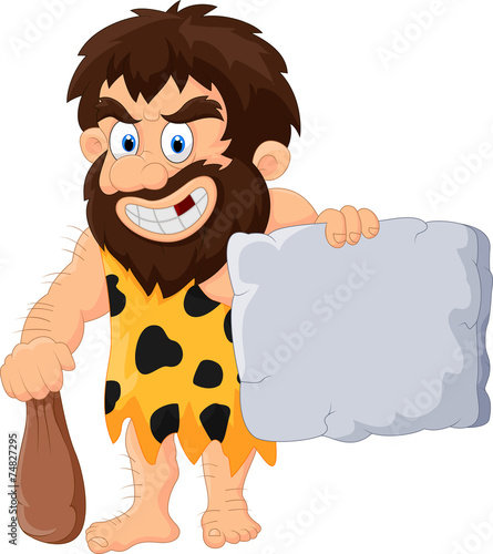 Caveman with stone tablet