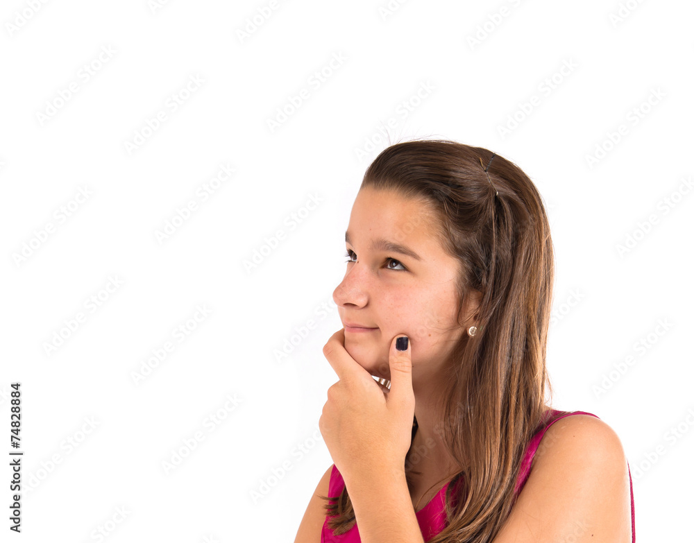 Giel thinking over isolated white background Giel thinking over isolated white background