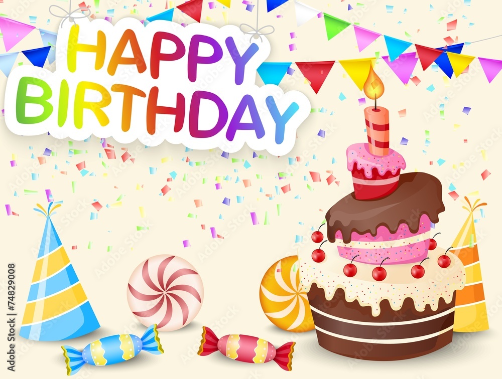 Birthday background with birthday cake Birthday background with birthday cake