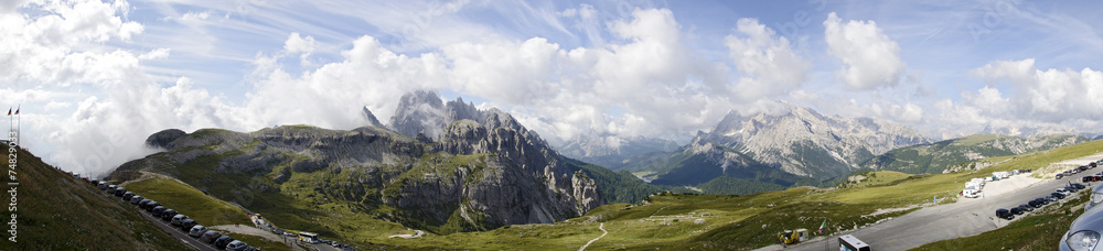 Panorama des Monte Cristallo und der Cadini-Gruppe