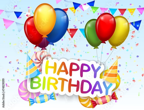 Birthday background with colorful balloon