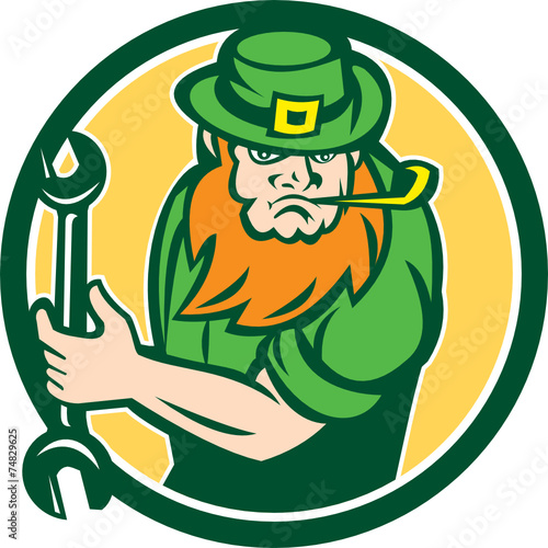 Leprechaun Mechanic Spanner Circle Retro