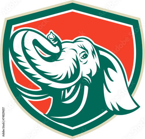 Elephant Head Tusk Shield Retro