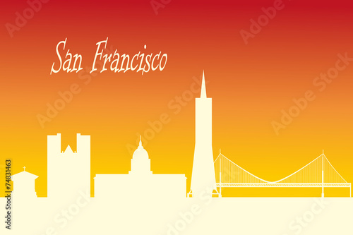San Francisco California city skyline silhouette. Vector illustr