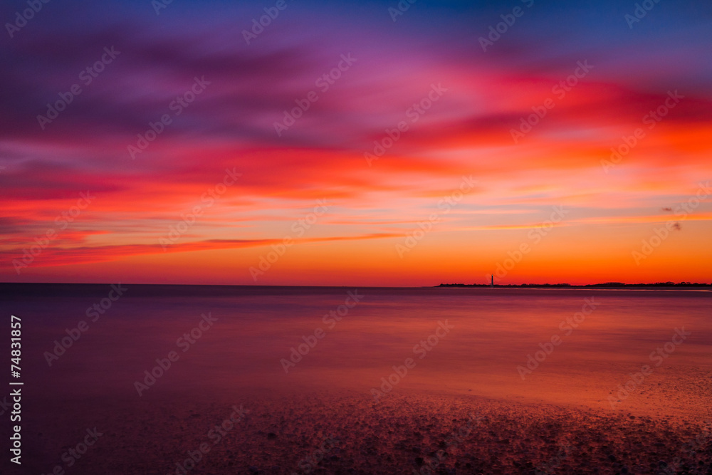 Long exposure on the Atlantic Ocean at sunset, Cape May, New Jer Long exposure on the Atlantic Ocean at sunset, Cape May, New Jer