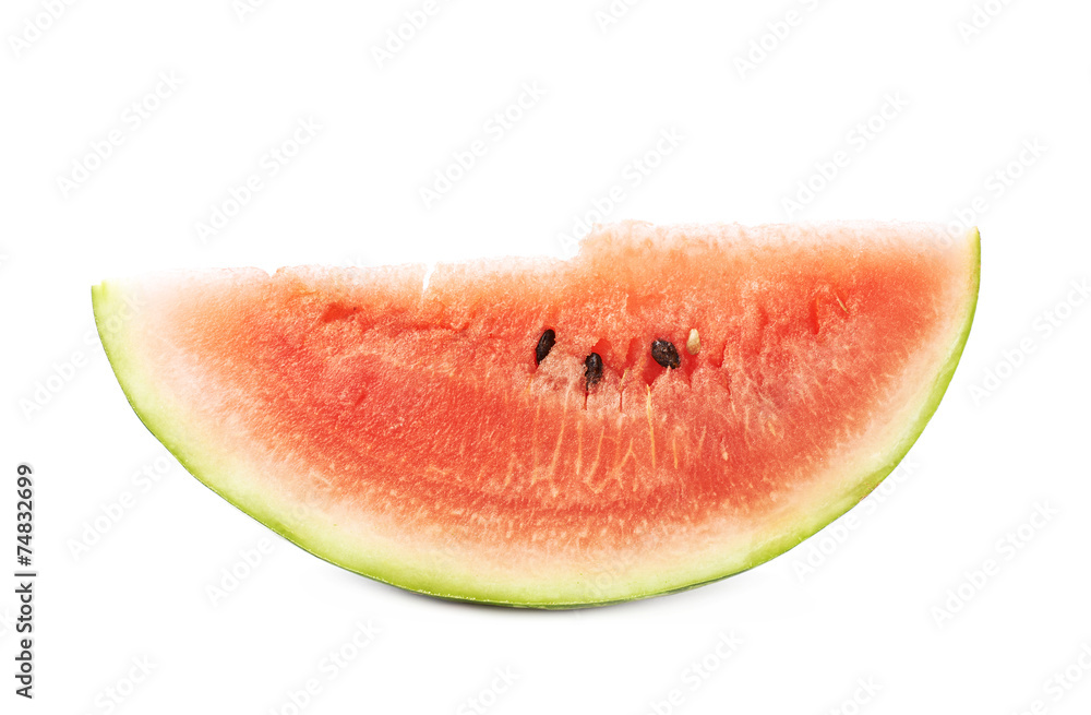 Single slice of a watermelon fruit isolated Single slice of a watermelon fruit isolated