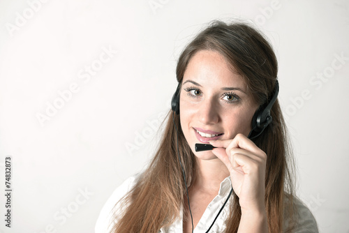 Obraz na płótnie Customer support phone operator, isolated