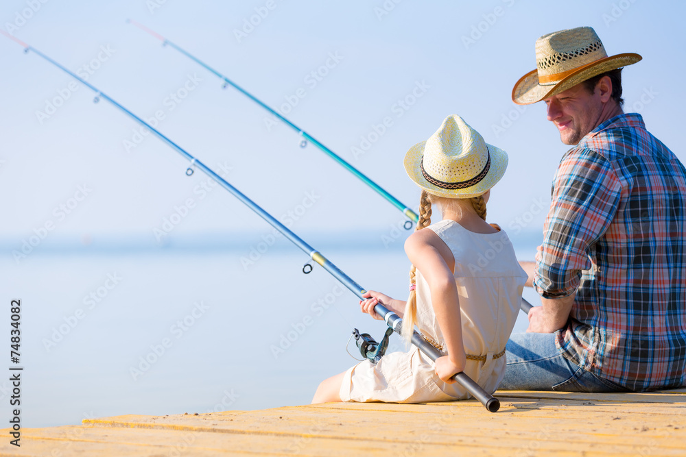 Father and daughter fishing
