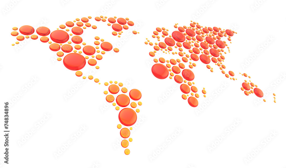 World map made of round shapes World map made of round shapes