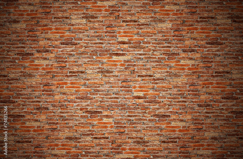old brown, orange, grunge red brick wall for texture, background
