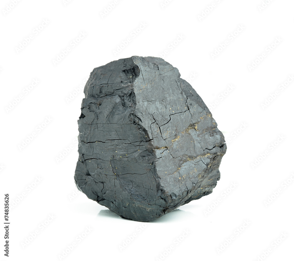 Obraz premium Coal on Isolated White Background