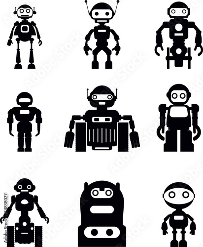 Set of silhouette robots