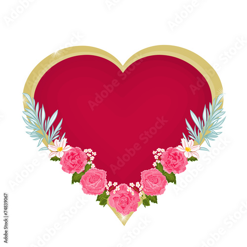 Valentines day hearts and pink roses vector