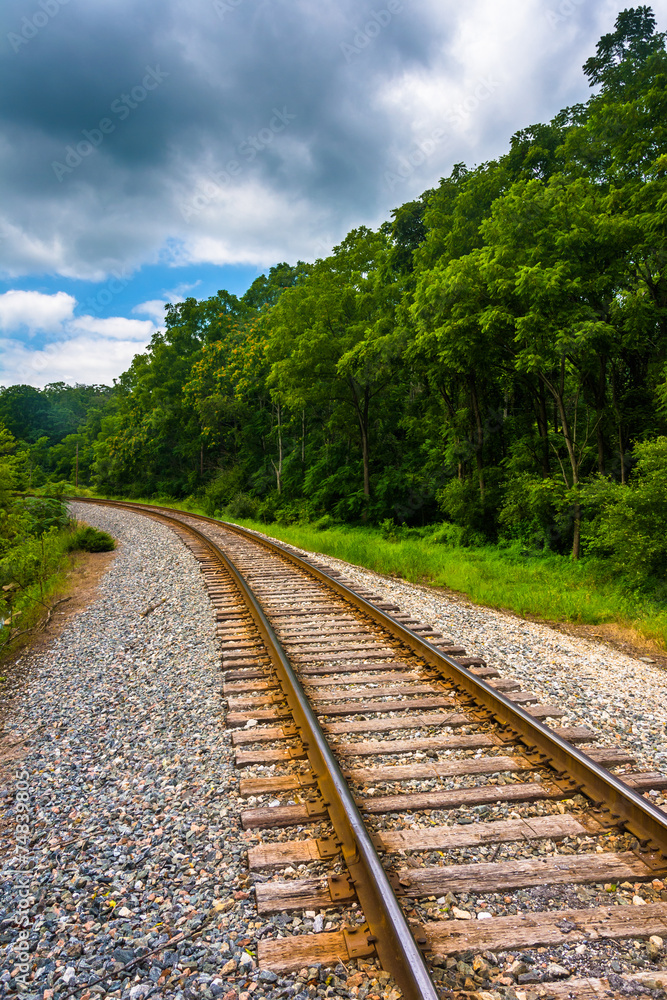 Railroad track in rural Carroll County, Maryland. Railroad track in rural Carroll County, Maryland.