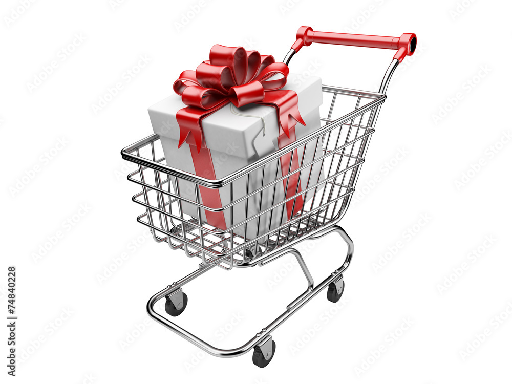 Shopping cart with gifts boxes Shopping cart with gifts boxes