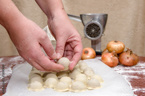 Russian dumplings. The process of cooking.