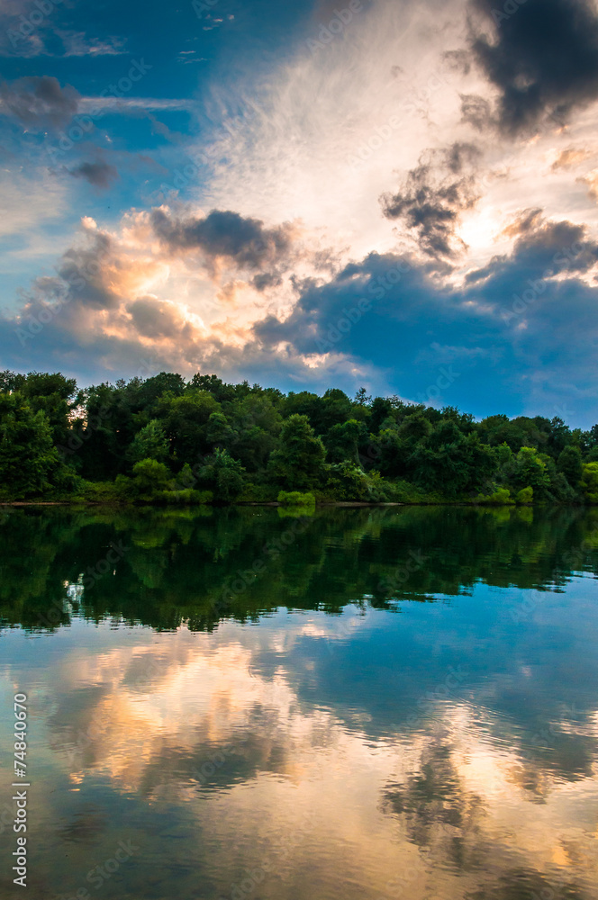 Reflections in Lake Marburg at sunset, Codorus State Park, Penns Reflections in Lake Marburg at sunset, Codorus State Park, Penns