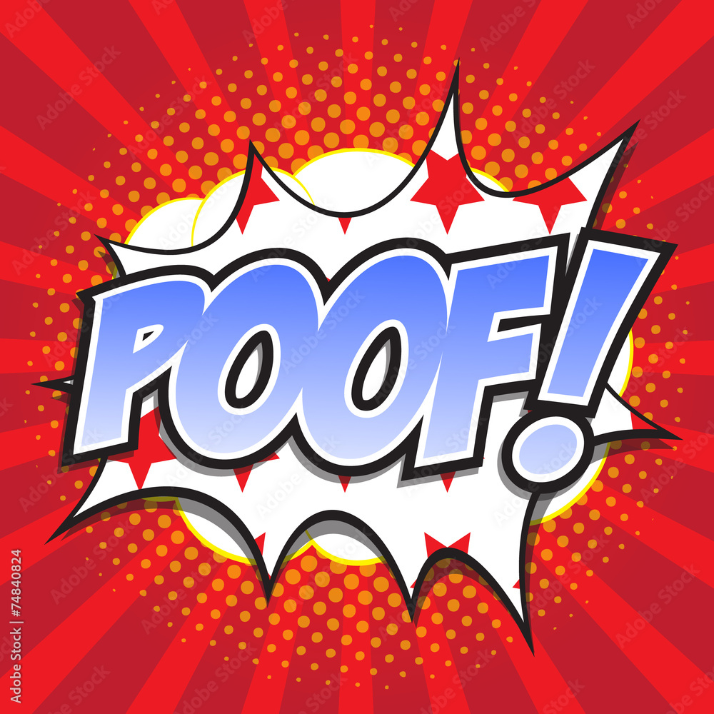 POOF! wording sound effect set design for comic background POOF! wording sound effect set design for comic background