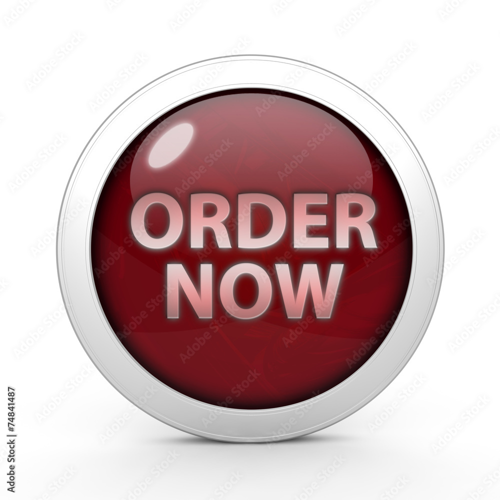 Order now circular icon on white background Order now circular icon on white background