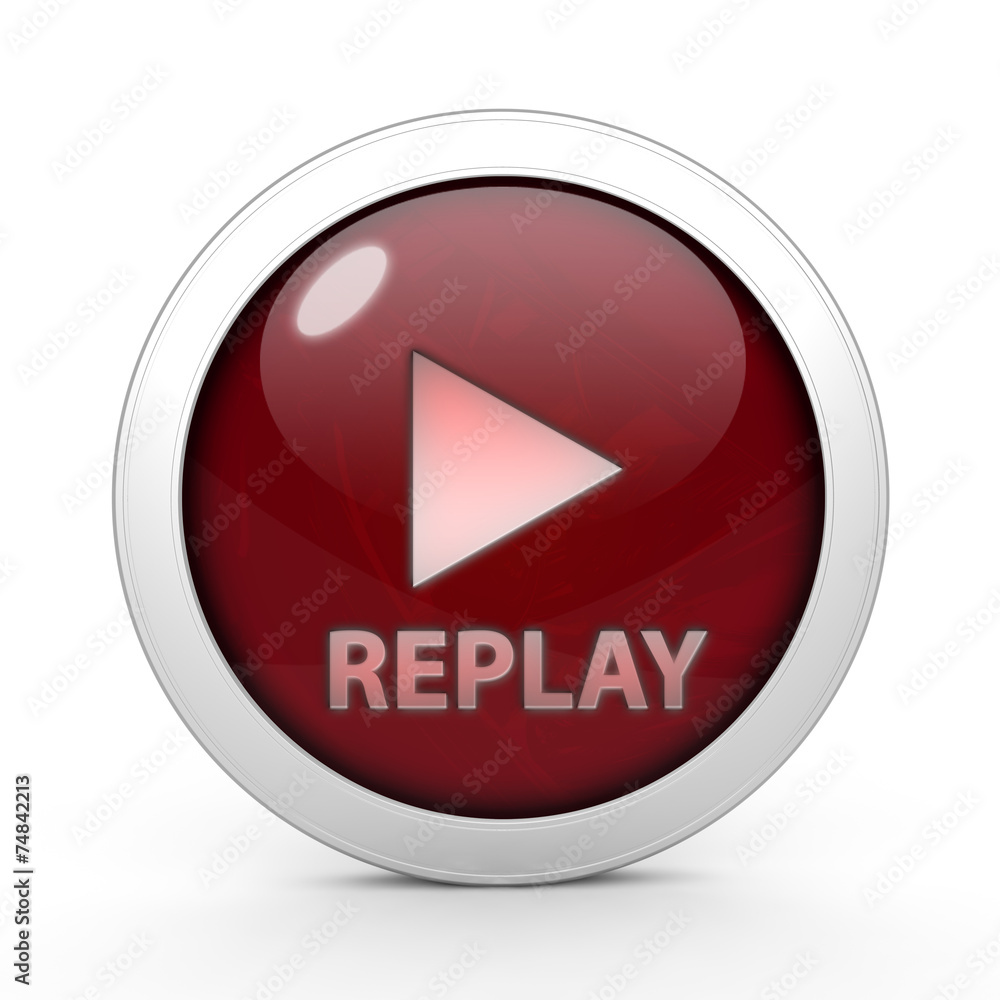 Replay circular icon on white background Replay circular icon on white background