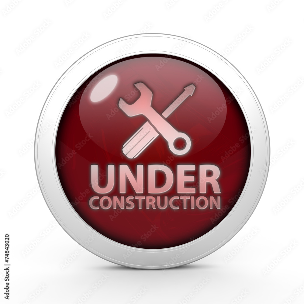 Under construction circular icon on white background Under construction circular icon on white background
