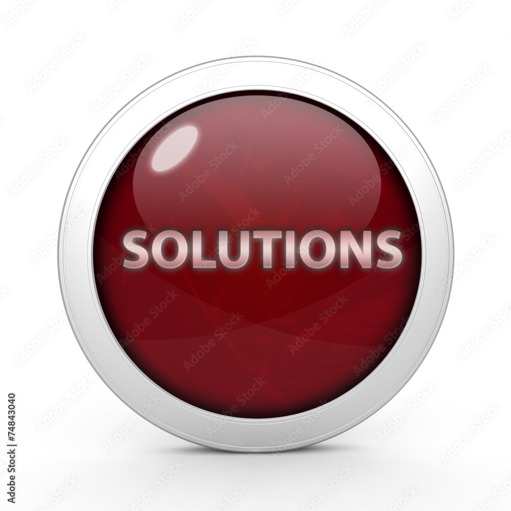 Solutions circular icon on white background Solutions circular icon on white background