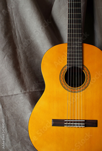 Classical guitar close up.